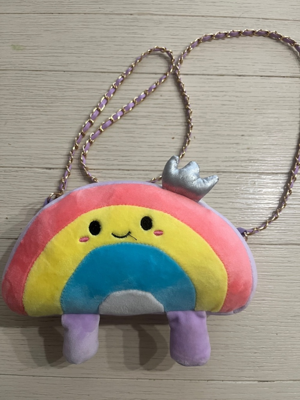 Girls Squishmellow Rainbow Purse by Linzy With Chain Strap